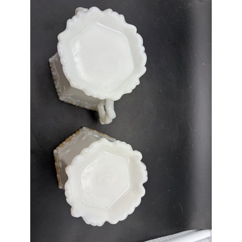 Vintage Westmoreland Milk Glass Princess Feather Sugar Bowl & Tea Canister Set